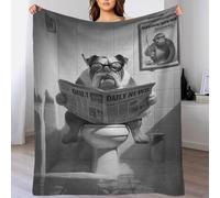 POLIUAWS Couverture Moelleuse et épaisse avec Un Bouledogue détendu lisant Le Journal, idéale pour la Chambre ou Le Bureau, pour Un Couple Romantique, 100 x 130 cm (40 x 50 Pouces).