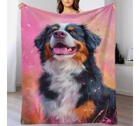 POLIUAWS Couverture personnalisée avec Portrait de Chien Joyeux, Cadeau Photo pour Papa Offert par sa Fille ou Son Petit ami, 180 x 200 cm (70 x 80 Pouces)