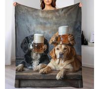 POLIUAWS Couverture personnalisée « Copains de bière pour Chiens » avec Photo de Papa, Offerte par sa Fille ou Son Petit ami, 150 x 200 cm (60 x 80 Pouces)