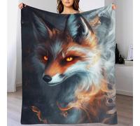 POLIUAWS Couverture Polaire Automne-Hiver imprimée en 3D avec Motif Renard Flamboyant, Couverture Douce et Moelleuse en Microfibre et Flanelle pour 150 x 200 cm (60 x 80 Pouces).
