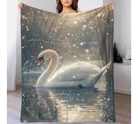 POLIUAWS Couverture Polaire de Noël élégante avec Cygne Lumineux, Facile d'entretien et Personnalisable avec Photos pour Un Pique-Nique, pour Femme, Mari ou Petit ami, 127 x 152 cm (50 x 60 Pouces).
