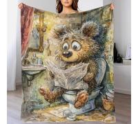 POLIUAWS Couverture Polaire Moelleuse et élégante « Créature curieuse lisant Le Journal », idéale pour Le lit, Cadeau Douillet pour Grand-mère, 127 x 152 cm (50 x 60 Pouces).