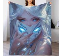 POLIUAWS Couverture Polaire Ultra Douce et Confortable Automne/Hiver avec Masque de Renard enchanté - 1 jeté de canapé Doux et Moelleux, 100 x 130 cm (40 x 50 Pouces)