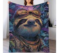 POLIUAWS Couverture Polaire Ultra Douce et Confortable pour l'automne/Hiver, Motif Paresseux Pilote de la Jungle, Douce et Moelleuse, jeté de canapé décoratif 150 x 200 cm (60 x 80 Pouces)