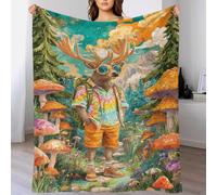 POLIUAWS Couverture Polaire Ultra-Douce Motif Promenade en forêt colorée 3D, Plaid Douillet et Chaud pour la Sieste d'automne/Hiver, 100 x 130 cm (40 x 50 Pouces)