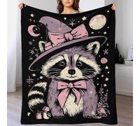 POLIUAWS Couverture Ultra Douce imprimée en 3D avec Motif Raton Laveur enchanté, Couverture en Flanelle Moelleuse et Luxueuse, Plaid léger Automne/Hiver, ne Peluche Pas, ne Peluche Pas, 100 x 130 cm