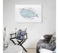 POLIUAWS Décoration murale baleine mignonne « Suivez-moi » pour chambres, cadeaux, salle de bain, maison, cuisine, bureau, grande toile murale pour salon 50 x 75 cm (20 x 30 pouces)