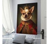 POLIUAWS Décoration murale Chihuahua King pour salon, salle de bain, cuisine, bureau, art mural moderne 20 x 30 cm (8 x 12 pouces)