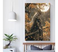 POLIUAWS Décoration murale Elfe de haut rang sous la lune d'automne pour chambres à coucher, toile murale 30 x 45 cm (12 x 18 pouces)
