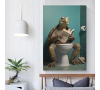 POLIUAWS Décoration murale en forme de tortue faisant une pause toilettes, prête à être accrochée, pour la salle de bain ou le salon, 30 x 45 cm (12 x 18 pouces).