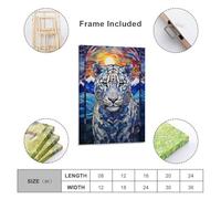 POLIUAWS Décoration murale en vitrail léopard des neiges pour salon, idéale pour les adolescentes et les femmes. Toile décorative 60 x 90 cm (24 x 36 pouces).