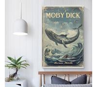 POLIUAWS Décoration murale inspirée de la couverture du livre Moby Dick : affiches de motivation, impressions sur toile, tableau, œuvre d'art, pour salon ou bureau, 20 x 30 cm (8 x 12 pouces)