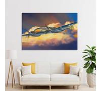 POLIUAWS Décoration murale moderne représentant un chasseur lourd BF110 de la Seconde Guerre mondiale, idéale pour le salon ou la maison (50 x 75 cm).