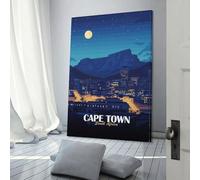 POLIUAWS Décoration murale nocturne du Cap, Afrique du Sud, pour salon, chambre, bureau, salle de bain, 60 x 90 cm (24 x 36 pouces)