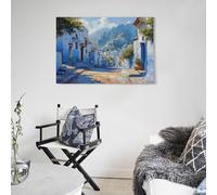 POLIUAWS Décoration murale représentant une rue de la ville du Maroc, idéale pour le salon, la chambre, le bureau ou la salle de bain. Dimensions : 60 x 90 cm (24 x 36 pouces).