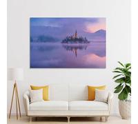 POLIUAWS Décorations murales de l'église de l'Assomption de Bled pour salon, chambre, cuisine, couloir, escalier, toilettes, 20 x 30 pouces (50 x 75 cm)