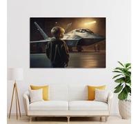 POLIUAWS Devenez pilote de chasse ! Décorations murales pour chambres à coucher, impressions sur toile pour occasions spéciales, 40 x 60 cm (16 x 24 pouces)