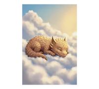 POLIUAWS Dragonnet endormi sur des nuages - Peinture diamant 5D à faire soi-même - Kit de loisirs créatifs pour adultes - 20 x 30 cm