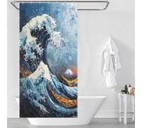 POLIUAWS Expressionist The Great Wave - Bold Contemporary Art Reinterpretation Rideaux De Salle De Bain Lavables Et Élégants pour Cabines Et Baignoires, Style Moderne 35.43x70.87Inch（90x180cm）