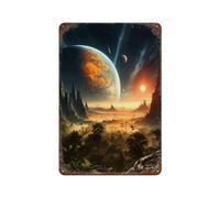 POLIUAWS Extraterrestrial Paradise Plaque Décorative Vintage En Métal, Accessoire Idéal Pour Cafés, Pubs, Clubs, Salons, Bars, Cuisines, Balcons11.8 x7.9