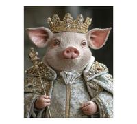 POLIUAWS Figurine Roi Cochon - Peinture Diamant 5D à Faire Soi-même - Art Cristallin avec Diamants - Kit de Peinture Diamant pour Adultes - Loisirs Créatifs - 40 x 50 cm