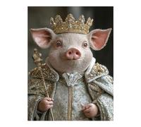 POLIUAWS Figurine Roi Cochon - Peinture Diamant - Loisirs Créatifs - Kit de Décoration Murale Adultes - Cadeau 30 x 40 cm