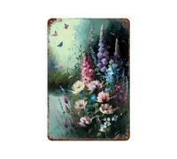 POLIUAWS Flowers Art Monet Style Décoration Murale Rétro En Métal Pour Bureau, Salon Ou Bar11.8"x7.9"