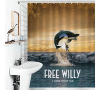 POLIUAWS Free Willy Ensemble De Rideaux De Douche Lavables Et Élégants pour Usage Quotidien, avec 12 Crochets, pour Salle De Bain, Baignoire Ou Appartement 56.30x70.87Inch（143x180cm）