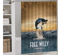 POLIUAWS Free Willy Rideau De Douche Lavable Et Élégant pour Salle De Bain, Baignoire Et Cabine De Douche 64.17x70.87Inch（163x180cm）