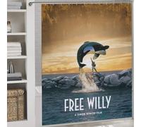 POLIUAWS Free Willy Rideaux De Douche en Polyester Imperméable Et Anti-moisissure, Ensemble De Décoration Moderne pour Salle De Bain, Baignoire Ou Appartement 69.69x70.87Inch（177x180cm）