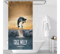 POLIUAWS Free Willy Rideaux De Salle De Bain Lavables Et Élégants pour Cabines Et Baignoires, Style Moderne 35.43x70.87Inch（90x180cm）