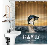 POLIUAWS Free Willy Tissu Déperlant Moderne en Polyester À Séchage Rapide Et Résistant À l'eau, Idéal pour La Décoration De Salle De Bain, Baignoire Ou Appartement 53.54x70.87Inch（136x180cm）