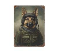 POLIUAWS German Shepherd Soldier Décoration Murale Rétro En Métal, Panneau En Métal Pour Intérieur/extérieur, Style Ferme 15.7"x11.8"