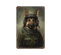 POLIUAWS German Shepherd Soldier Plaques En Métal Décoration Murale En Métal Décoration Pour Cafés, Pubs, Clubs, Salons, Bars, Cuisines, Balcons11.8 x7.9