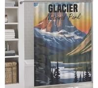 POLIUAWS Glacier National Park Ensemble De Décoration De Salle De Bain Moderne en Polyester pour Baignoire Et Cabine De Douche 64.17x70.87Inch（163x180cm）