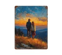 POLIUAWS Golden Horizon - Together Beyond The Silence Décoration Murale Rétro En Métal : Plaques En Tôle Pour Cafés, Pubs, Clubs, Salons, Bars, Cuisines, Balcons15.7 x11.8