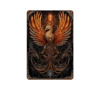 POLIUAWS Golden Phoenix Bird Plaque Décorative En Aluminium Pour Pub, Club, Café, Bar Ou Maison - Affiche Rétro11.8"x7.9"