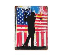 POLIUAWS Golfing American Flag Décoration Murale En Métal Pour Bar, Affiche, Plaque Murale En Métal Pour Chambre, Salon, Garage, Jardin, Pub15.7"x11.8"