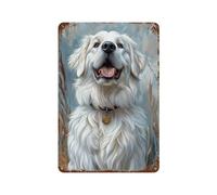 POLIUAWS Great Pyrenees Dog Portrait Décoration Murale En Fer Imperméable Pour Femme, Cadeau, Décoration Pour La Maison Ou Le Bar11.8"x7.9"