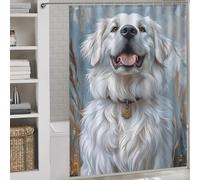 POLIUAWS Great Pyrenees Dog Portrait Rideaux De Douche en Polyester Épais Et Résistant, Anti-moisissure, pour Salle De Bain, Baignoire Ou Appartement 64.17x70.87Inch（163x180cm）