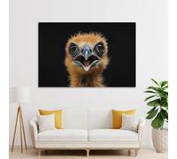 POLIUAWS Gros plan d'un bébé oiseau, impression sur toile bon marché pour la décoration de la chambre, du bureau ou de la salle de bain, art mural gris 16x24 pouces (40x60cm)