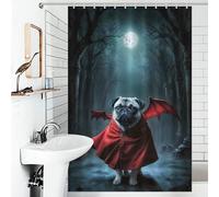 POLIUAWS Grumpy Pug Vampire Rideau De Douche Lavable Et Élégant pour Salle De Bain, Idéal pour Une Utilisation Quotidienne dans Une Pièce Humide 46.85x70.87Inch（119x180cm）