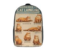 POLIUAWS Guide du langage des chats - Sac à dos scolaire imprimé en 3D pour enfants - Sac à livres pour garçons et filles - Sac d'école/de voyage 17 pouces