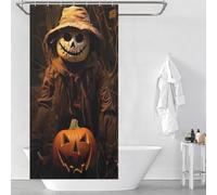 POLIUAWS Halloween Pumpkin Man Ensemble De Rideaux De Douche Lavables Et Élégants pour Usage Quotidien, avec 12 Crochets, pour Salle De Bain Ou Dortoir 35.43x70.87Inch（90x180cm）