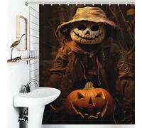 POLIUAWS Halloween Pumpkin Man Rideau De Douche en Polyester Doux pour Hôtel, Salle De Bain Ou Dortoir 56.30x70.87Inch（143x180cm）