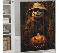 POLIUAWS Halloween Pumpkin Man Rideau De Douche Lavable Et Élégant pour Salle De Bain, Idéal pour Une Utilisation Quotidienne dans Une Pièce Humide 64.17x70.87Inch（163x180cm）