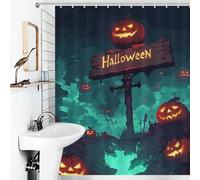 POLIUAWS Halloween Pumpkin Patch Sign Rideaux De Salle De Bain Imperméables Et Résistants À Séchage Rapide, Style Moderne, pour Baignoire Ou Appartement 56.30x70.87Inch（143x180cm）