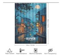 POLIUAWS Hanoi, Vietnam Canal at Night Rideaux De Douche Modernes en Polyester Déperlant Et Anti-moisissures pour Baignoires 53.54x70.87Inch（136x180cm）