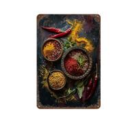 POLIUAWS Herbs And Spices Décoration Murale Rétro En Métal, Panneau En Métal Pour Intérieur/extérieur, Style Ferme 11.8"x7.9"