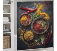 POLIUAWS Herbs and Spices Ensemble De Décoration De Salle De Bain Moderne en Tissu Imperméable Et Résistant À Séchage Rapide pour Baignoires De Cabine 69.69x70.87Inch（177x180cm）